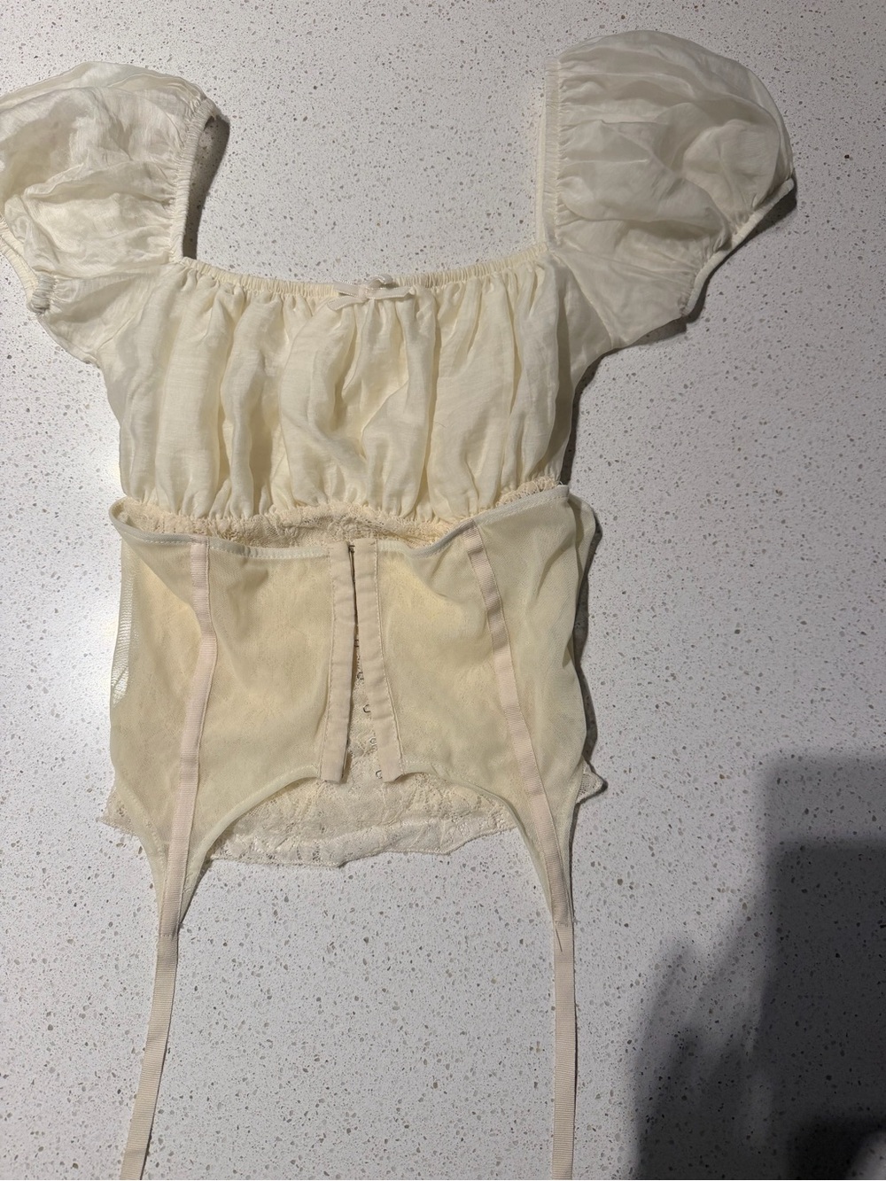 Zara Cream Puff-Sleeve Corset Camisole
